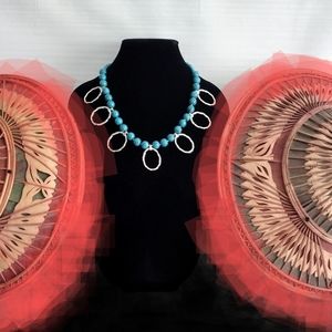 Elegant Turquoise Magnesite and Silver Necklace